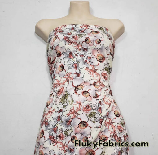 Romantic Flower Mix Cotton Spandex