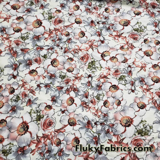 Romantic Flower Mix Cotton Spandex