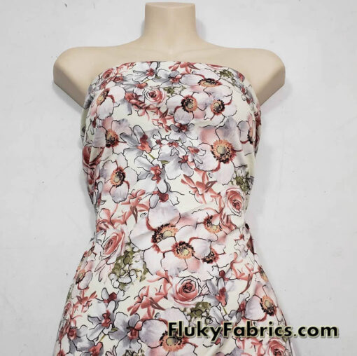 Romantic Flower Mix Cotton Spandex
