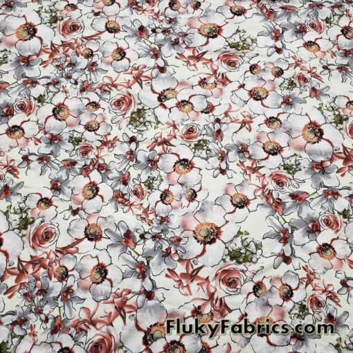 Romantic Flower Mix Cotton Spandex