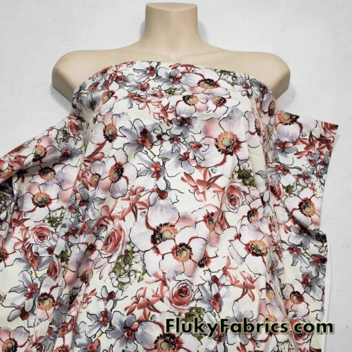 Romantic Flower Mix Cotton Spandex