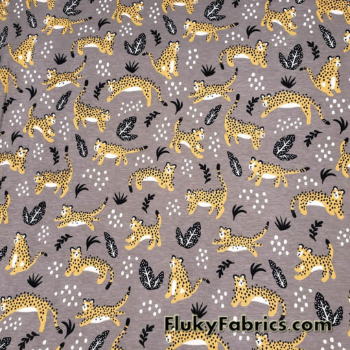Wildcat Print on Lightweight Cotton Jersey Fabric