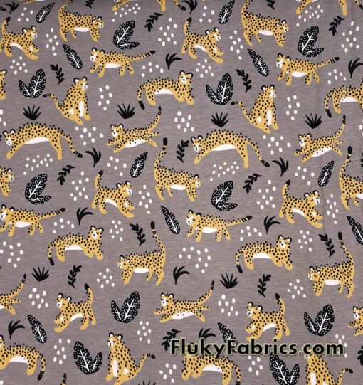 Wildcat Print on Lightweight Cotton Jersey Fabric