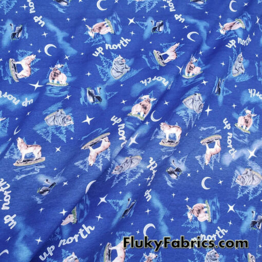 Winter Wildlife Print Cotton Jersey Fabric