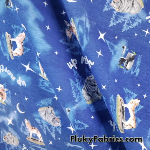 Winter Wildlife Print Cotton Jersey Fabric