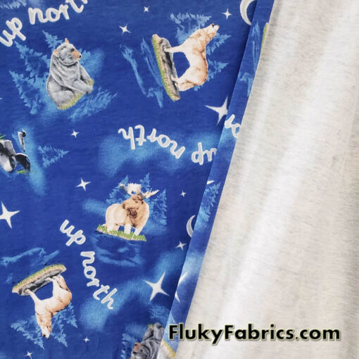 Winter Wildlife Print Cotton Jersey Fabric