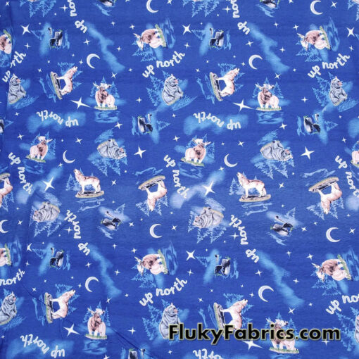 Winter Wildlife Print Cotton Jersey Fabric