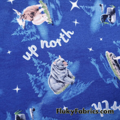 Winter Wildlife Print Cotton Jersey Fabric