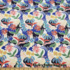 Abstract Flowers on Ivory Ribbed Swimsuit Spandex Fabric, 46" Wide by the Yard at flukyfabrics.com