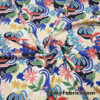 Abstract Flowers on Ivory Ribbed Swimsuit Spandex Fabric 46″ Wide