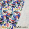 Abstract Flowers on Ivory Ribbed Swimsuit Spandex Fabric 46″ Wide
