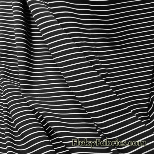 Bikini Fabric Black Stripes and White Mini Stripes Nylon Spandex