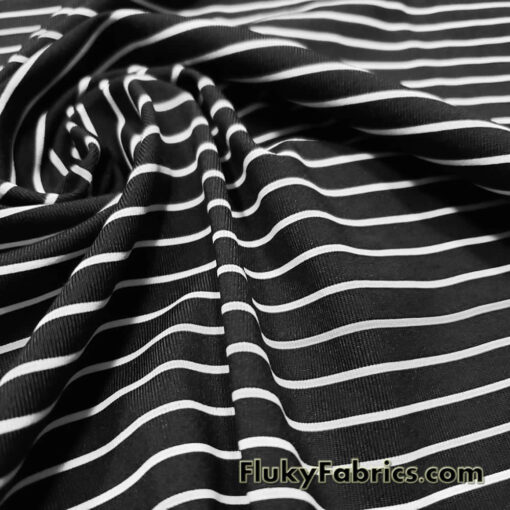 Bikini Fabric Black Stripes and White Mini Stripes Nylon Spandex