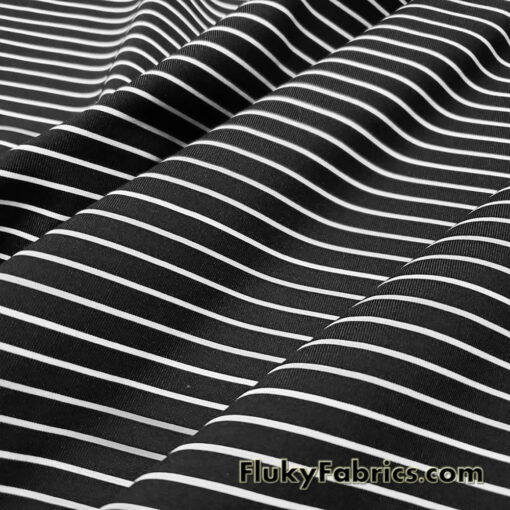 Bikini Fabric Black Stripes and White Mini Stripes Nylon Spandex