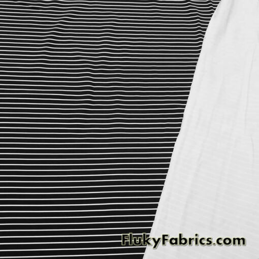 Bikini Fabric Black Stripes and White Mini Stripes Nylon Spandex