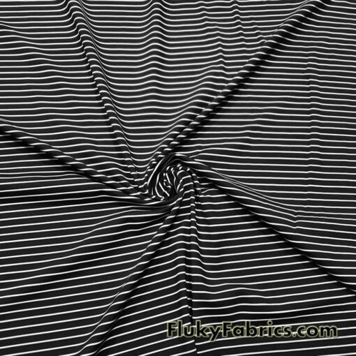 Bikini Fabric Black Stripes and White Mini Stripes Nylon Spandex