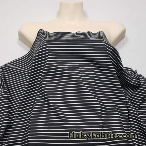 Bikini Fabric Black Stripes and White Mini Stripes Nylon Spandex