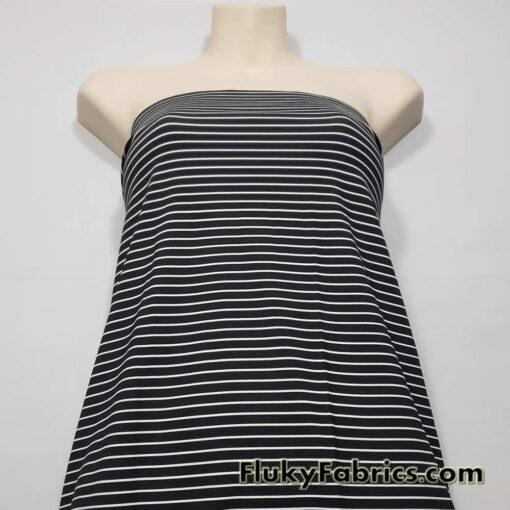 Bikini Fabric Black Stripes and White Mini Stripes Nylon Spandex