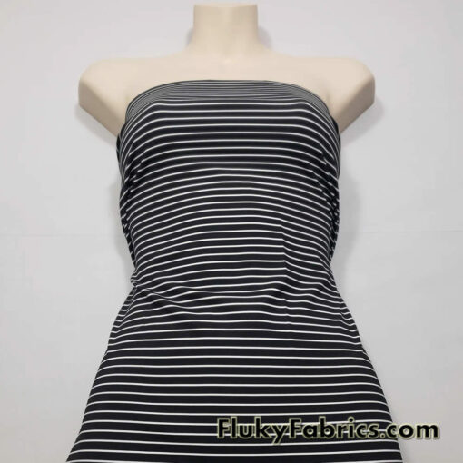 Bikini Fabric Black Stripes and White Mini Stripes Nylon Spandex