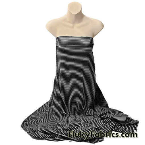 Bikini Fabric Black Stripes and White Mini Stripes Nylon Spandex