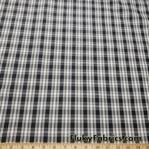 Black and White Plaid Yarn Dyed Taffeta Fabric