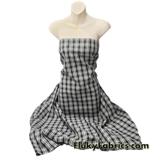 Black and White Plaid Yarn Dyed Taffeta Fabric