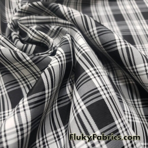 Black and White Plaid Yarn Dyed Taffeta Fabric