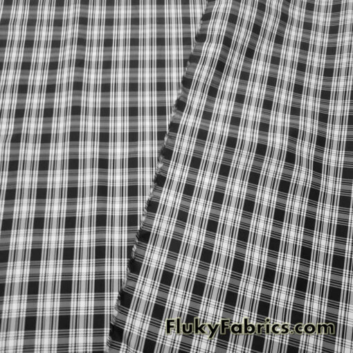 Black and White Plaid Yarn Dyed Taffeta Fabric