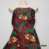 Christmas Bells and Holly Mistletoe with Gold Metallic Stars and Dots Poly Cotton Woven Fabric
