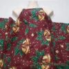 Christmas Bells and Holly Mistletoe with Gold Metallic Stars and Dots Poly Cotton Woven Fabric