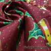 Christmas Bells and Holly Mistletoe with Gold Metallic Stars and Dots Poly Cotton Woven Fabric