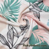 Desaturated Pastel Tropical Foliage Print Nylon Spandex Fabric