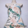 Desaturated Pastel Tropical Foliage Print Nylon Spandex Fabric