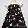 Famous Japanese Cartoon, Kaonashi, No-Face Mask, Flowers and Fans on Lightweight Cotton Spandex Jersey Knit Fabric
