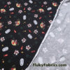Famous Japanese Cartoon, Kaonashi, No-Face Mask, Flowers and Fans on Lightweight Cotton Spandex Jersey Knit Fabric