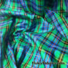Green, Blue, Red, Gold and Black Fluid Drape Yarn Dyed Plaid Taffeta Fabric