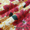 Red Poinsettias, Mustard Foliage, Gold Metallic Stars and Dots Christmas Print Poly Cotton Woven Fabric