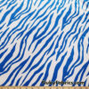 Royal Blue Animal Print on White Stretch Velvet Fabric
