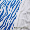 Royal Blue Animal Print on White Stretch Velvet Fabric