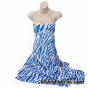 Royal Blue Animal Print on White Stretch Velvet Fabric