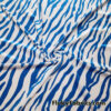 Royal Blue Animal Print on White Stretch Velvet Fabric