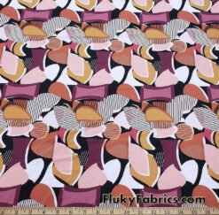 Super High Quality Abstract Geometric Figures, Stripes and Leaves Print on Nylon Spandex Fabric, 52"/53" Wide by the Yard at flukyfabrics.com