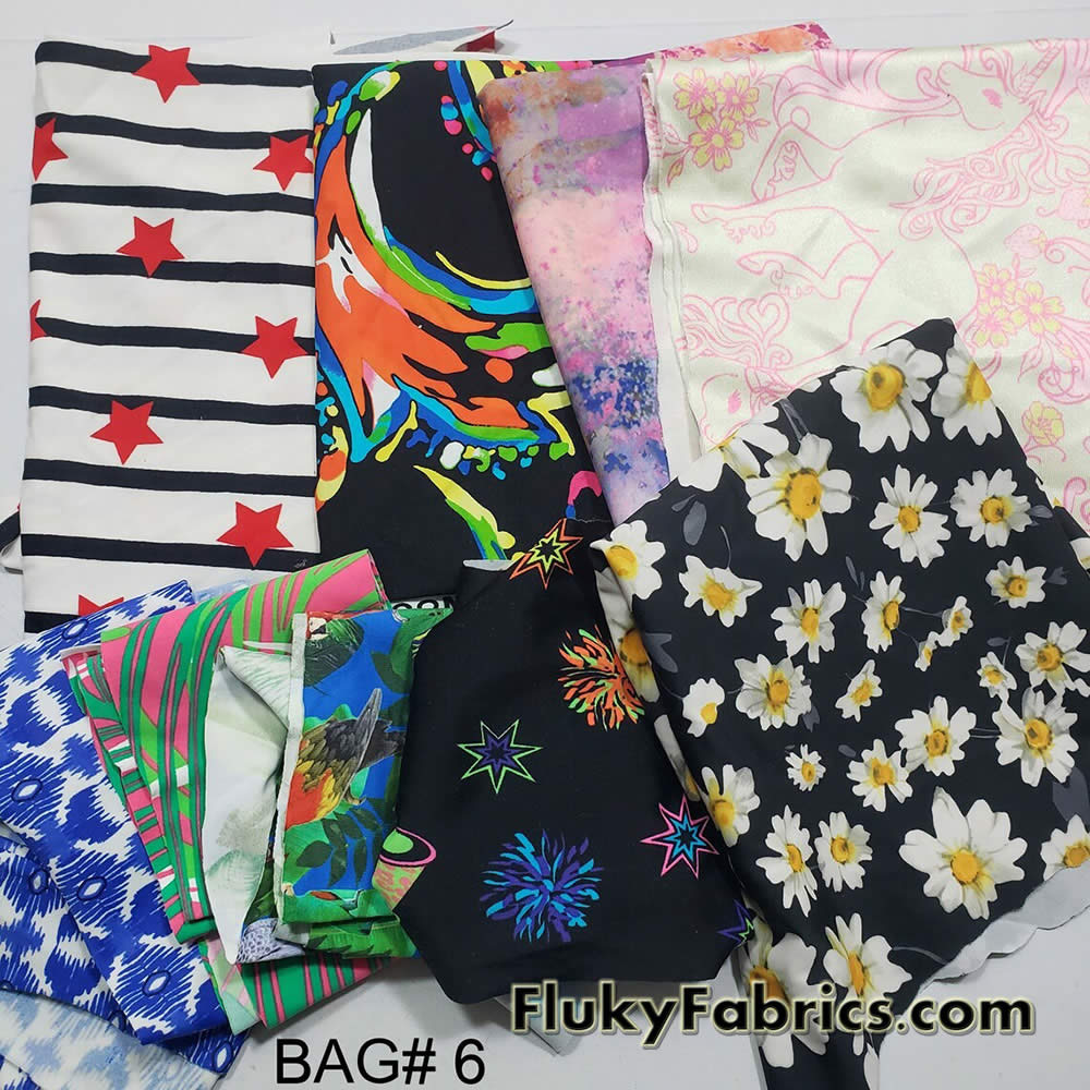 Assorted Spandex Fabric Scrap Bag - 1 Pound  Crafts, Bikinis, Doll Clothes  - 4-Way Stretch by The Yard 