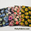 Flower Print Assorted Cotton Spandex Fabric Bundle for Apparel, Hair Bands and Other Crafts