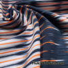 Orange, Navy and White Ikat Horizontal Pattern Poly Spandex Athletic and Swimwear Fabric