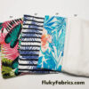 Tropical Leaves Print Assorted Nylon Spandex Fabric Bundle for Swimsuits, Hair Bands, Bikinis, Athleticwear, Swimwear and Other Crafts at flukyfabrics.com
