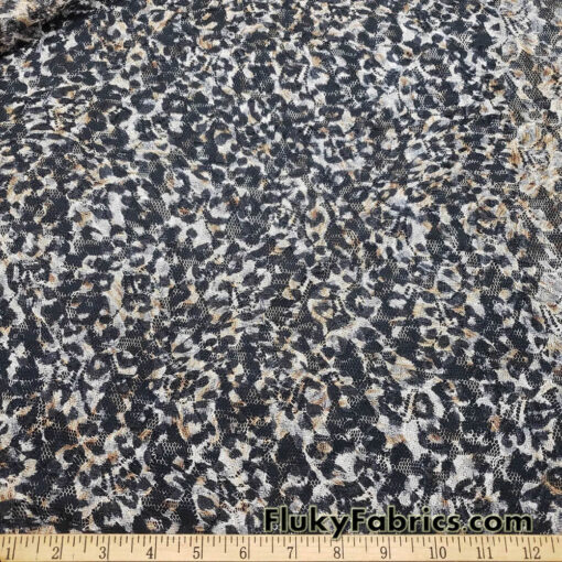 Animal Print Pattern Over a Flowery Base Non-Stretch Lace Fabric