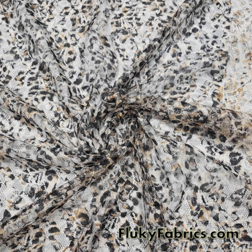 Animal Print Pattern Over a Flowery Base Non-Stretch Lace Fabric