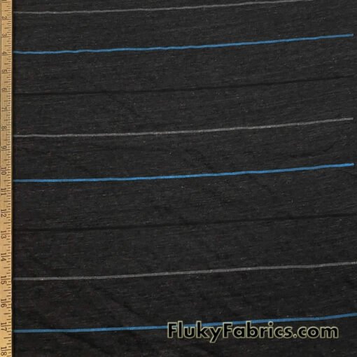 Heathered Charcoal Striped Triblend T-Shirt Jersey Fabric