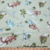 Dinosaurs on Pale Green Cotton Rib Fabric by the Yard at flukyfabrics.com
